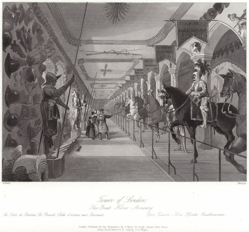 Die große Pferderüstungskammer des Tower of London von English School