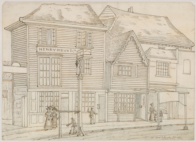 Der Hase und die Hunde, Islington, abgerissen 1840 von English School