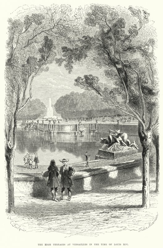 Die hohen Terrassen in Versailles zur Zeit von Ludwig XIV. (Stich) von English School