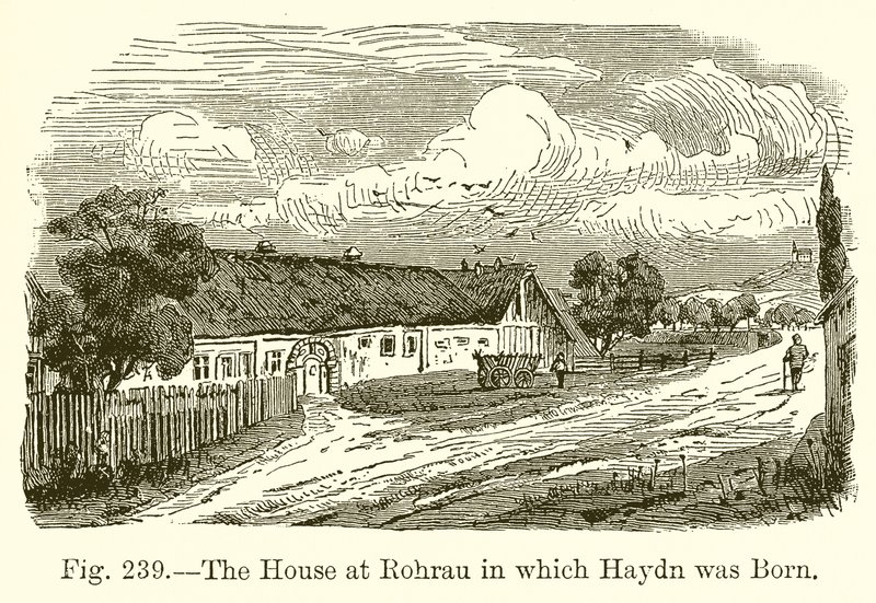 Das Haus in Rohrau, in dem Haydn geboren wurde von English School