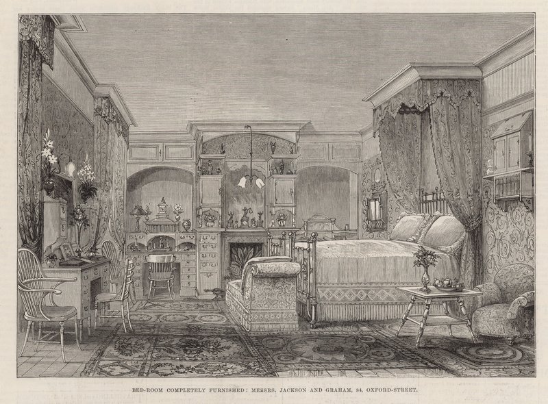 Die Internationale Gesundheitsausstellung: Komplett eingerichtetes Schlafzimmer von English School