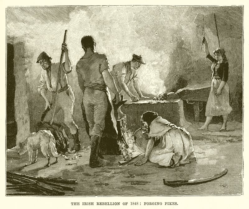 Die irische Rebellion von 1848: Schmieden von Spießen von English School