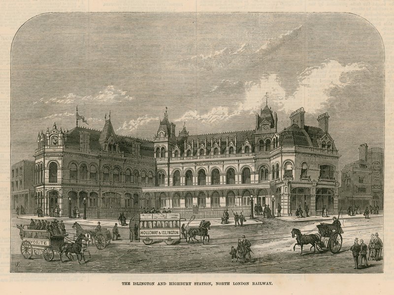 Der Islington und Highbury Bahnhof, North London Railway von English School