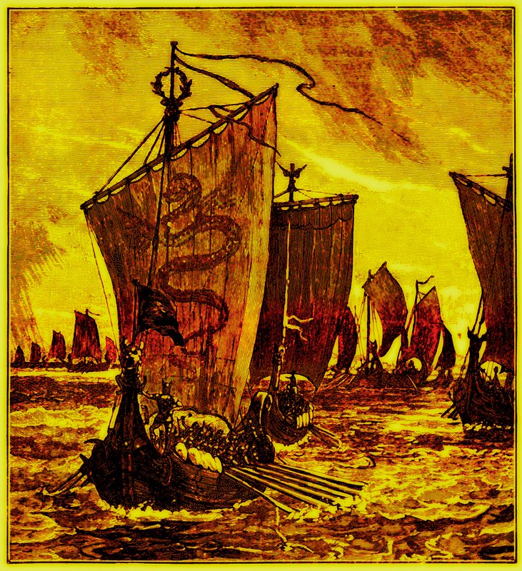 Die Kielschiffe der Nordmänner, Illustration für Geschichte Englands von H. O. Arnold-Forster, veröffentlicht 1897 (digital verbessert) von English School