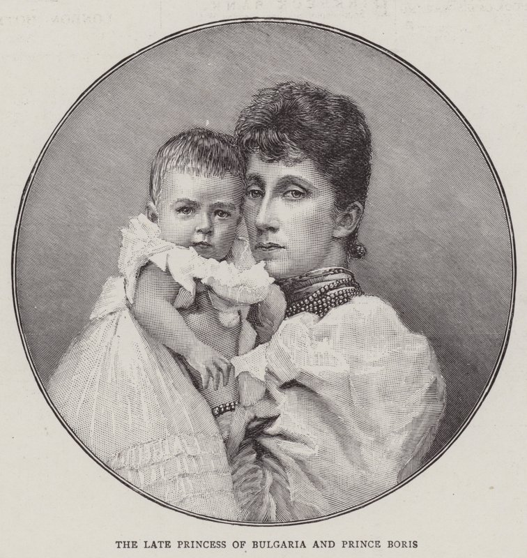 Die verstorbene Prinzessin von Bulgarien und Prinz Boris (Gravur) von English School