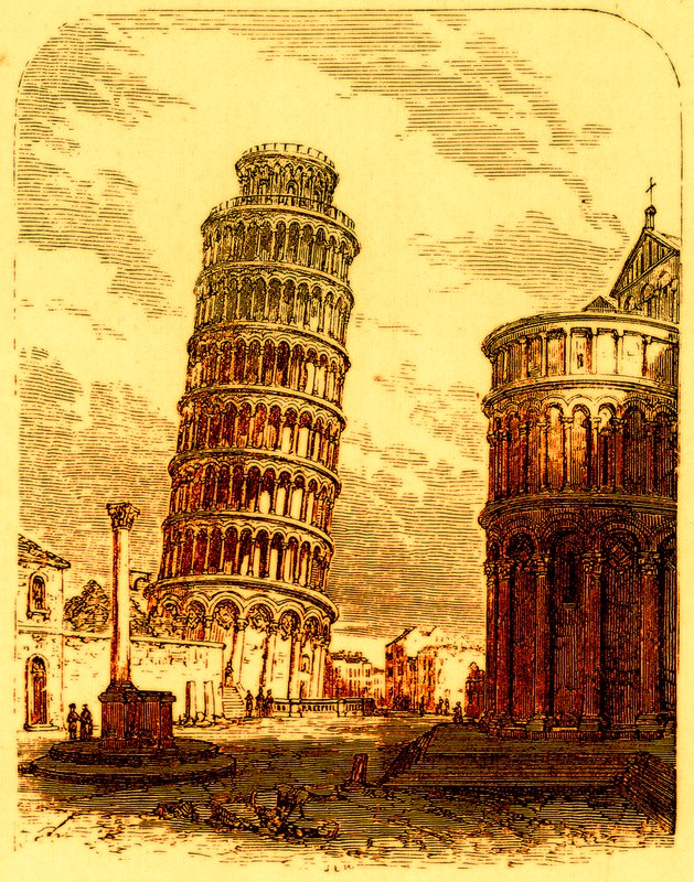 Der Schiefe Turm und die Apsis der Kathedrale, Pisa, Illustration aus Die Welt wie sie ist von George Chisholm, veröffentlicht 1885 (digital verbessert) von English School