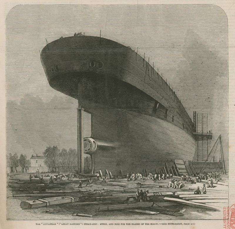 Das Dampfschiff Leviathan (Great Eastern); Heck und Boss für die Schraubenblätter von English School