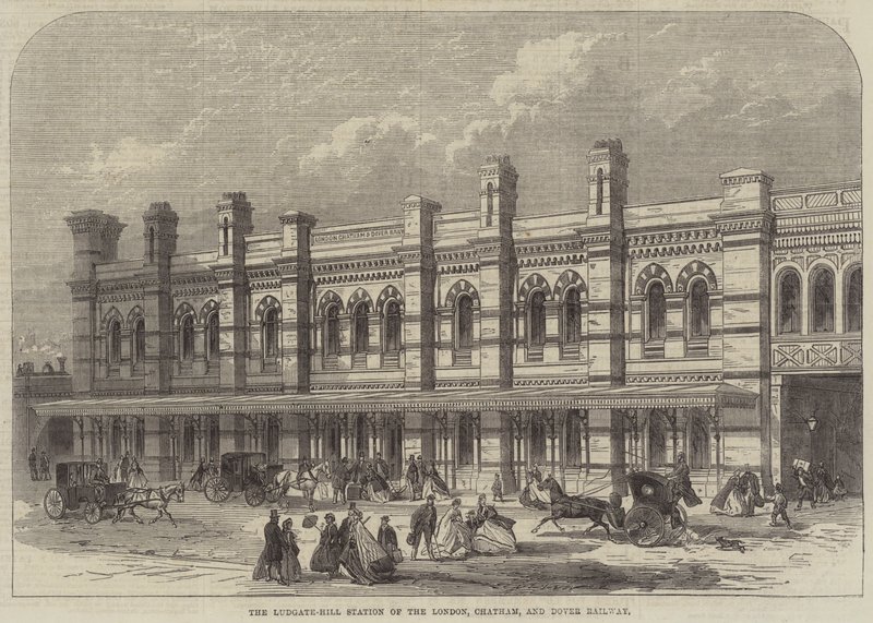 Der Ludgate-Hill-Bahnhof der London, Chatham und Dover Railway (Stich) von English School