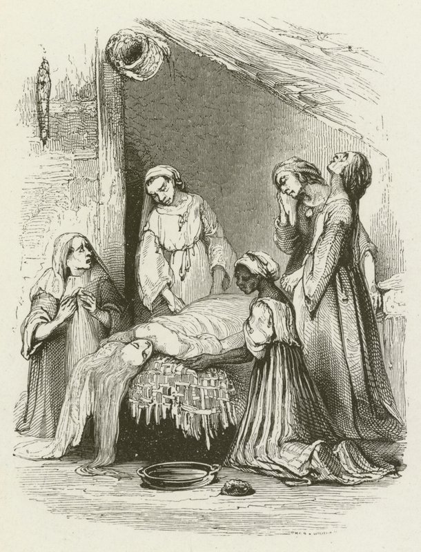 Die Malabar-Frauen waschen den Körper von Virginia (Stich) von English School