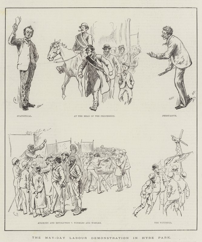 Die Maifeier-Demonstration im Hyde Park (Gravur) von English School