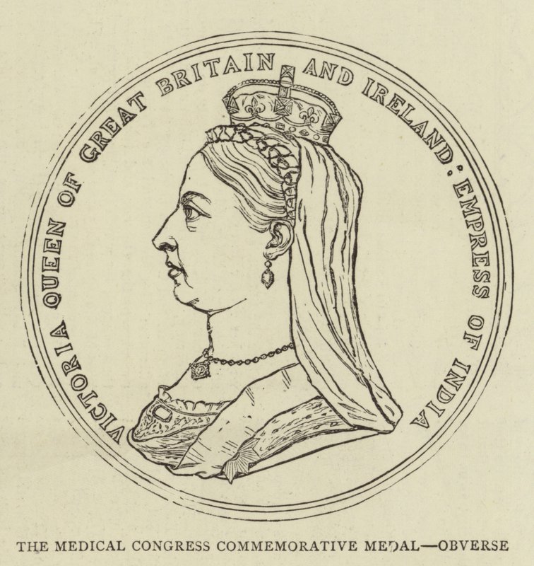 Gedenkmedaille des Medizinischen Kongresses, Vorderseite (Stich) von English School