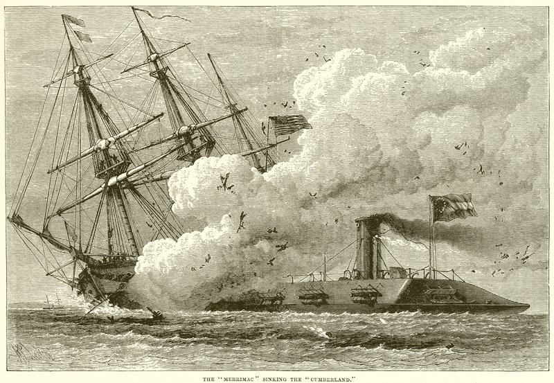 Die Merrimac versenkt die Cumberland von English School