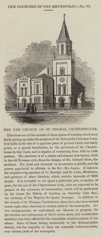 Die neue Kirche von St. Thomas, Charterhouse (Gravur) von English School