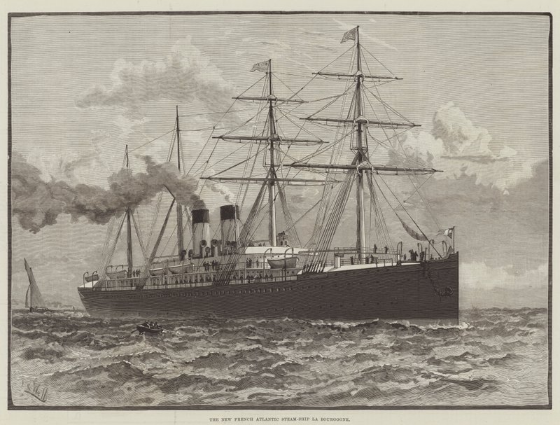 Das neue französische Atlantik-Dampfschiff La Bourgogne von English School