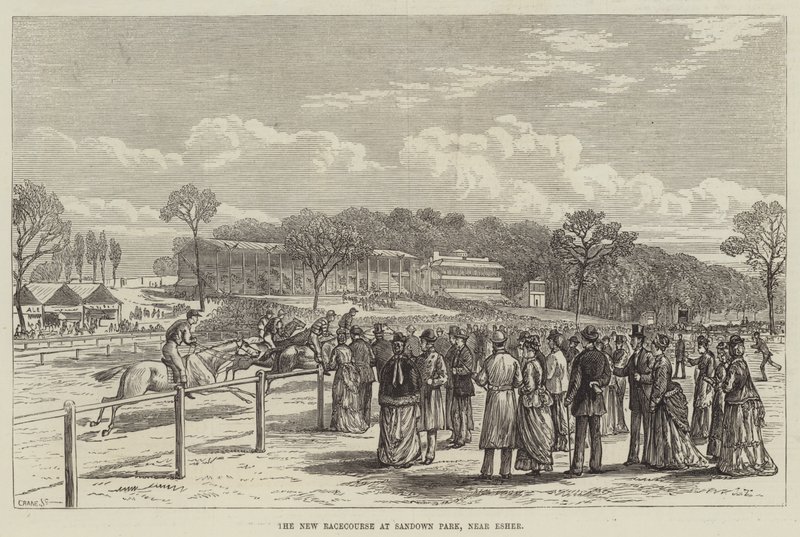 Die neue Rennbahn in Sandown Park, in der Nähe von Esher (Stich) von English School