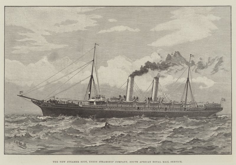 Der neue Dampfer Scot, Union Steamship Company, Südafrikanischer Königlicher Postdienst von English School
