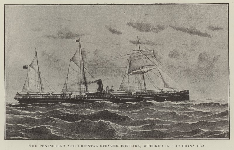 Der Peninsular und Oriental Dampfer Bokhara, im Chinesischen Meer gestrandet von English School