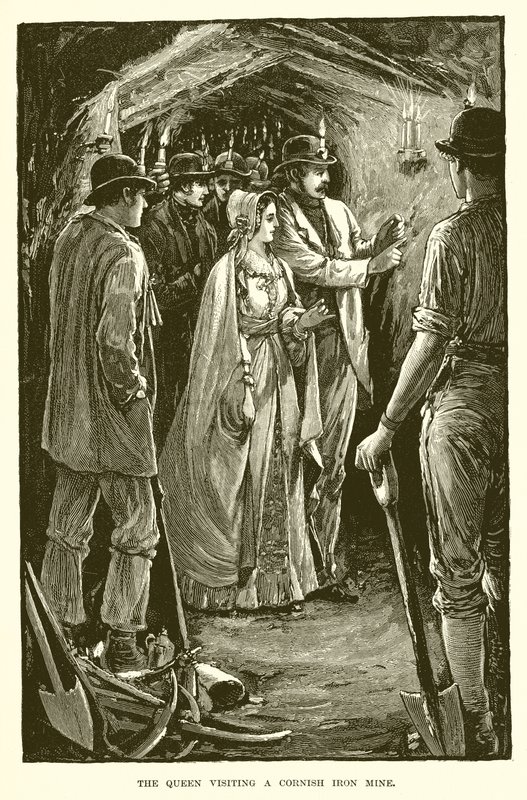 Die Königin besucht eine Eisenmine in Cornwall von English School