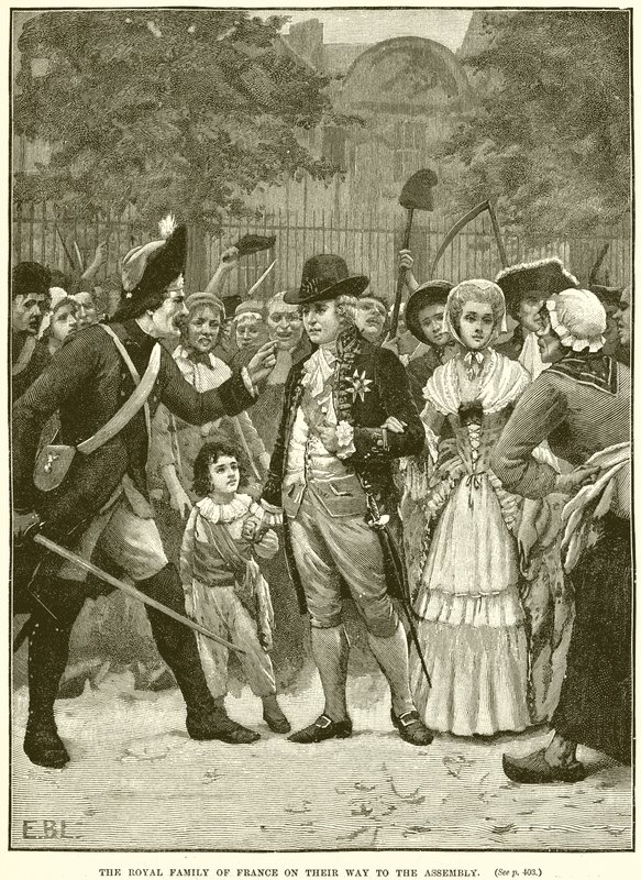Die königliche Familie von Frankreich auf dem Weg zur Versammlung von English School