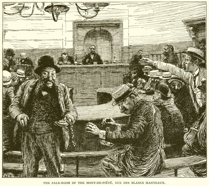 Der Verkaufsraum des Mont-de-Piété, Rue des Blancs Manteaux von English School