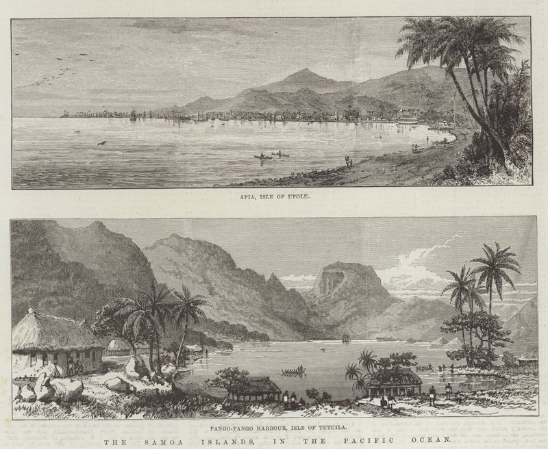 Die Samoa-Inseln im Pazifischen Ozean (Stich) von English School