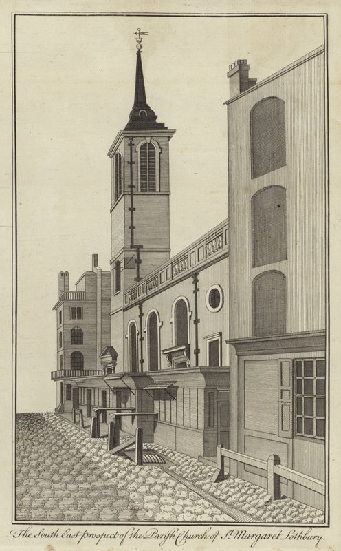 Südostansicht der Pfarrkirche St. Margaret Lothbury, London von English School