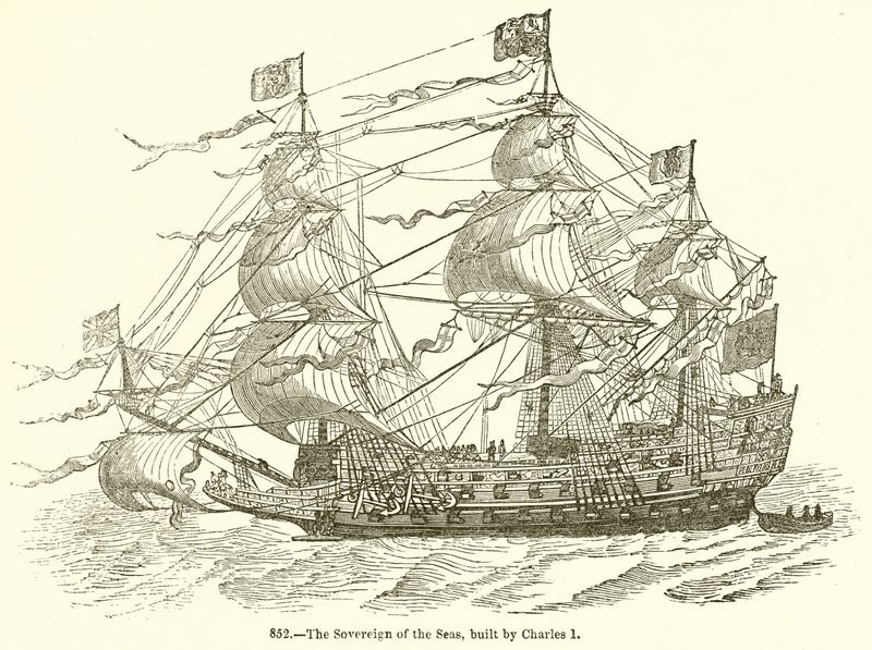 Die Sovereign of the Seas, gebaut von Charles I von English School