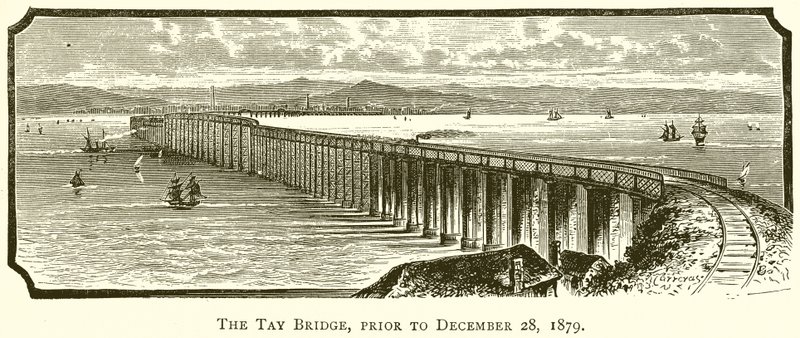 Die Tay-Brücke, vor dem 28. Dezember 1879 von English School
