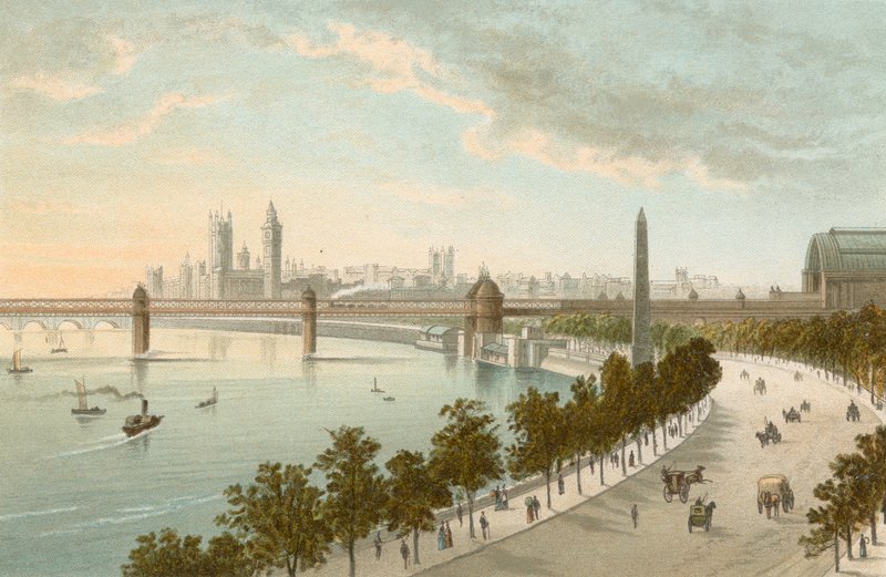 Die Themse-Uferpromenade - Blick nach Westen von English School