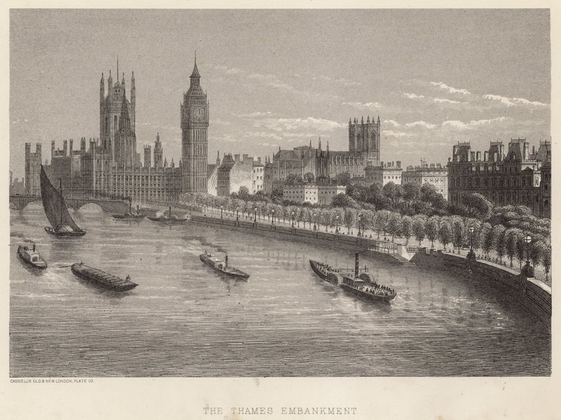 Die Themse-Uferpromenade, London von English School