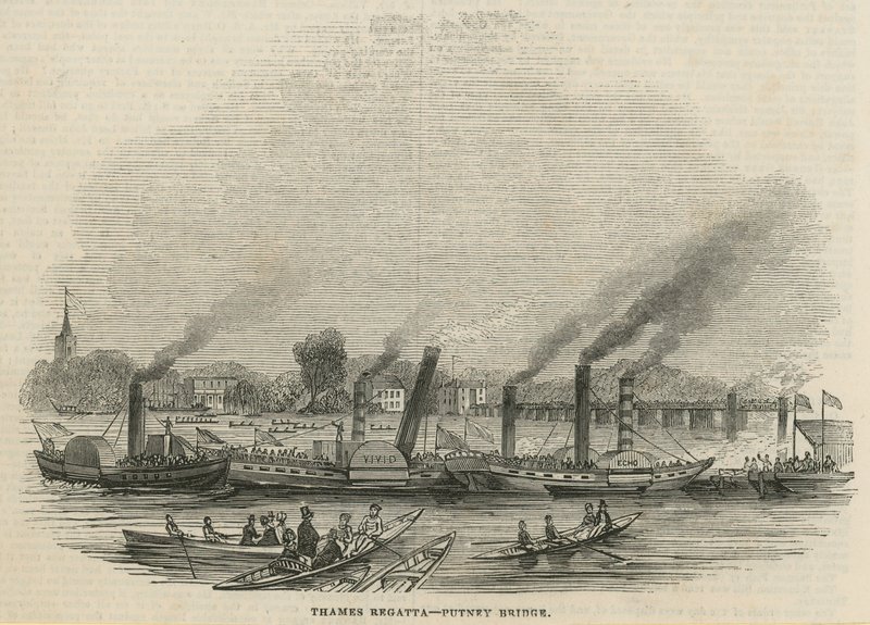 Die Thames-Regatta an der Putney Bridge von English School