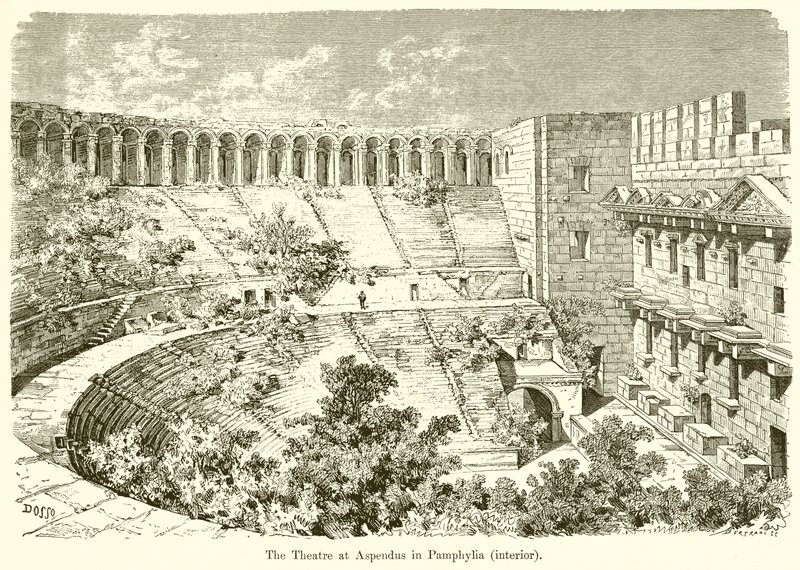 Das Theater von Aspendos in Pamphylien (Innenansicht) von English School