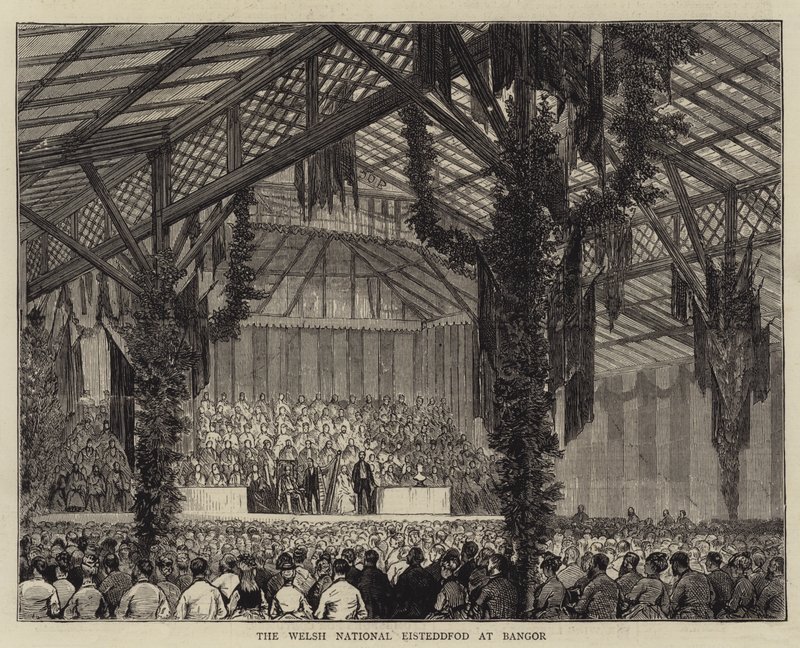 Das walisische National-Eisteddfod in Bangor (Gravur) von English School