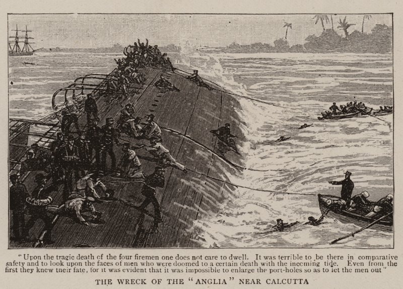 Das Wrack der "Anglia" bei Kalkutta (Gravur) von English School