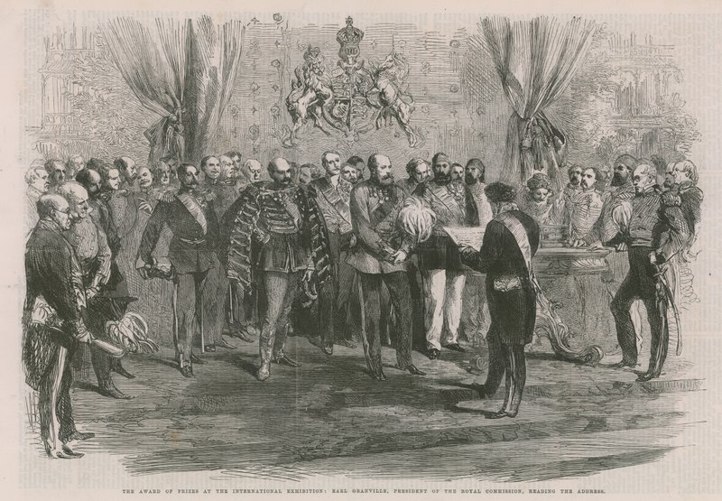 Die Preisverleihung bei der Internationalen Ausstellung; Earl Granville liest die Ansprache von English School