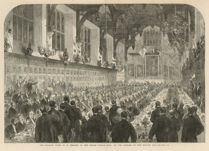 Das Bankett zu Ehren von M. Berryer in der Middle Temple Hall von English School