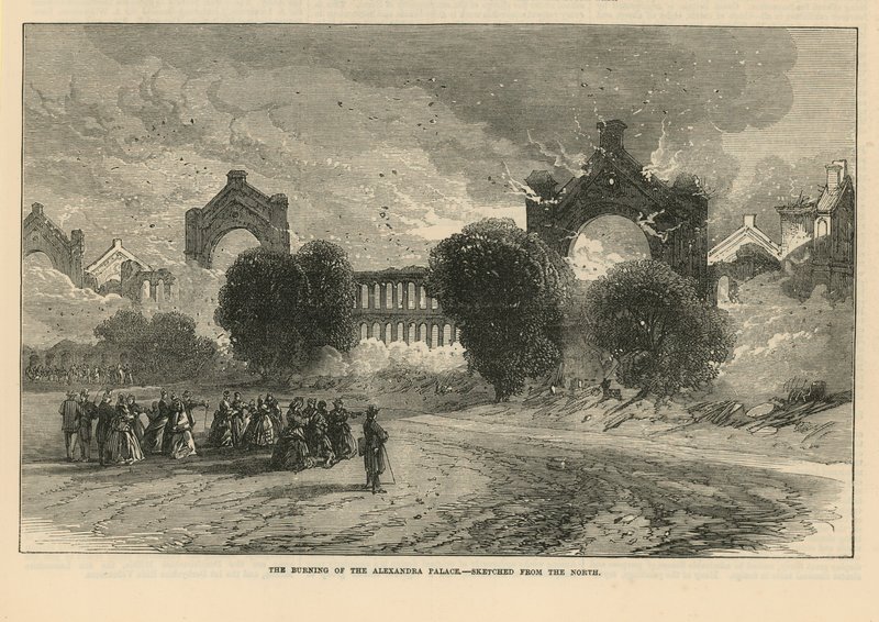 Der Brand des Alexandra Palace von English School