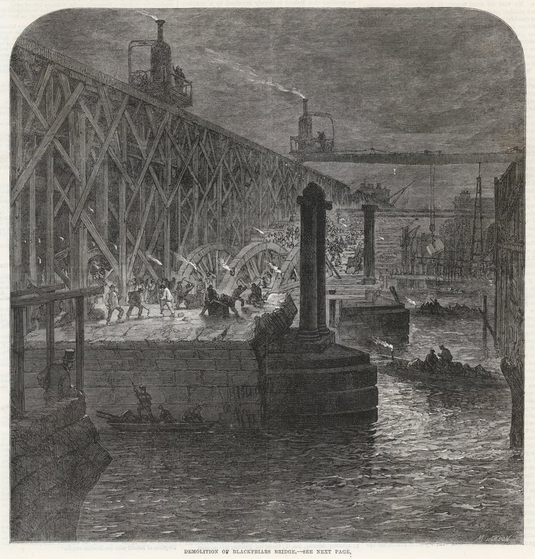 Der Abriss der Blackfriars Brücke von English School