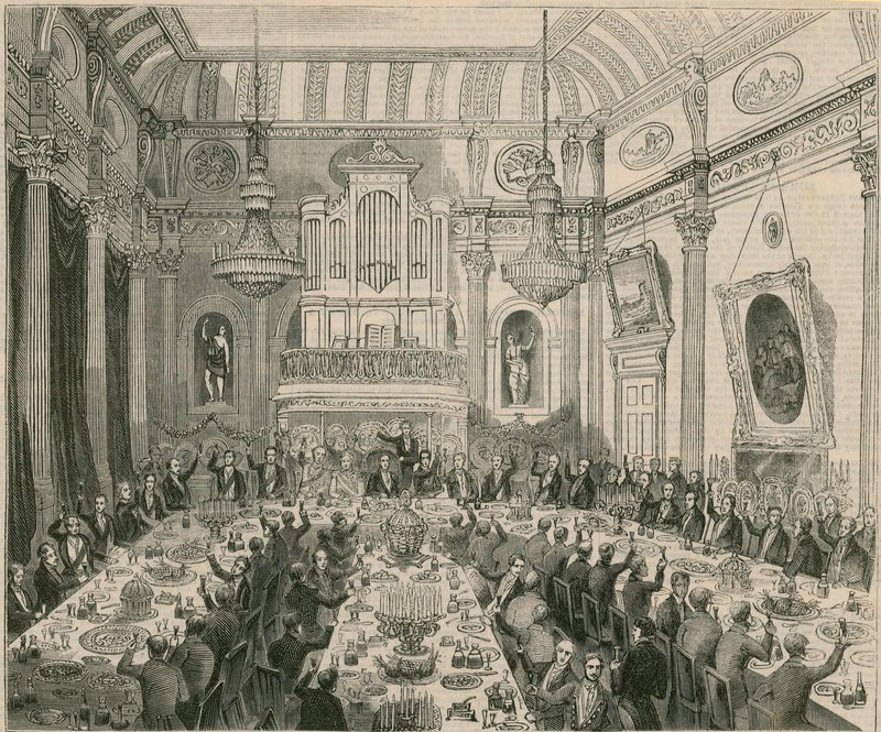 Das Dinner, das Sir H Hardinge von der East India Company im London Tavern gegeben wurde, 1844 von English School