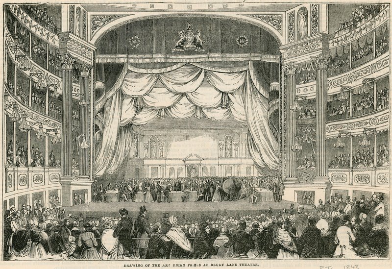 Die Ziehung der Art Union Preise im Drury Lane Theatre im Jahr 1843 von English School