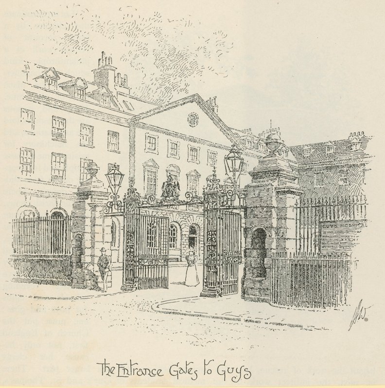 Die Eingangstore zum Guys Hospital, London von English School