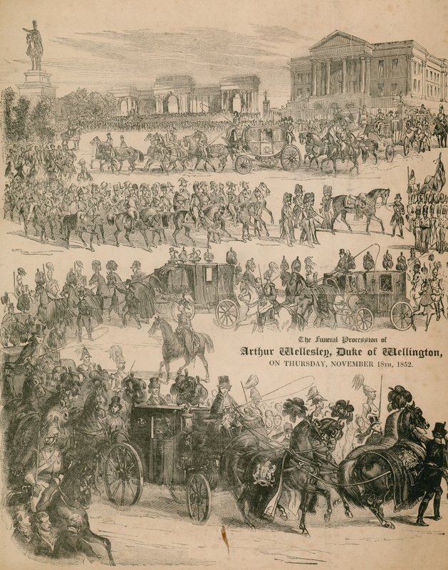 Die Trauerprozession von Arthur Wellesley, dem Herzog von Wellington, am 18. November 1852 von English School