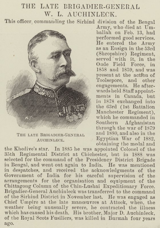 Der verstorbene Brigadegeneral W L Auchinleck von English School
