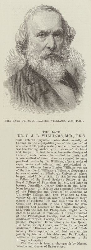 Der verstorbene Dr. C. J. Blasius Williams, MD, FRS (Stich) von English School
