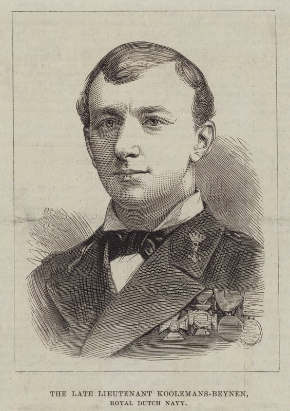 Der verstorbene Leutnant Koolemans-Beynen, Königliche Niederländische Marine (Gravur) von English School