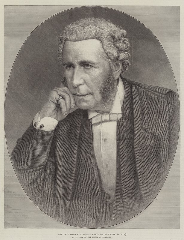 Der verstorbene Lord Farnborough (Sir Thomas Erskine May), verstorbener Sekretär des Unterhauses (Stich) von English School