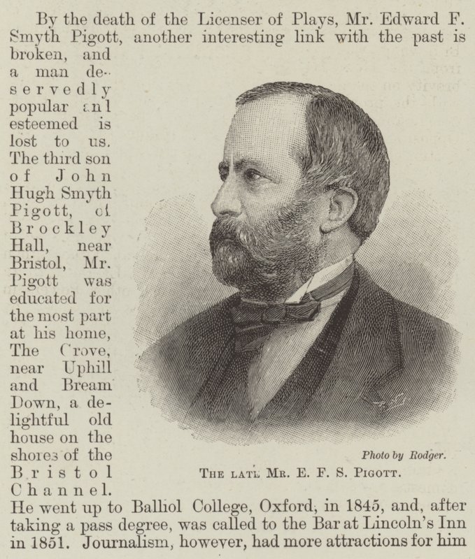 Der verstorbene Herr E F S Pigott von English School