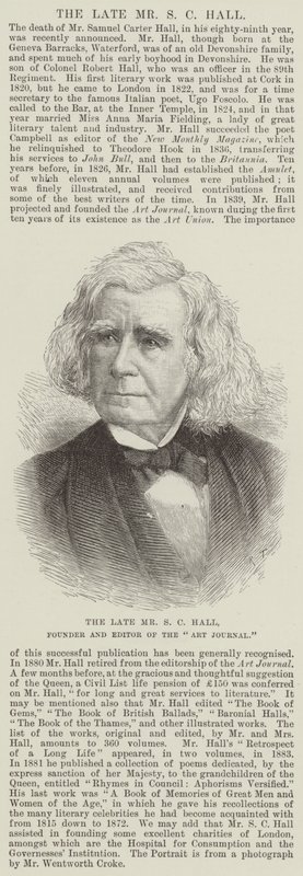 Der verstorbene Mr. S. C. Hall, Gründer und Herausgeber des "Art Journal" von English School