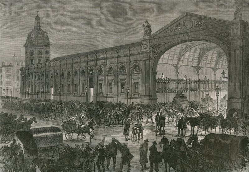 Der Fleischmarkt, Smithfield um zwei Uhr morgens von English School