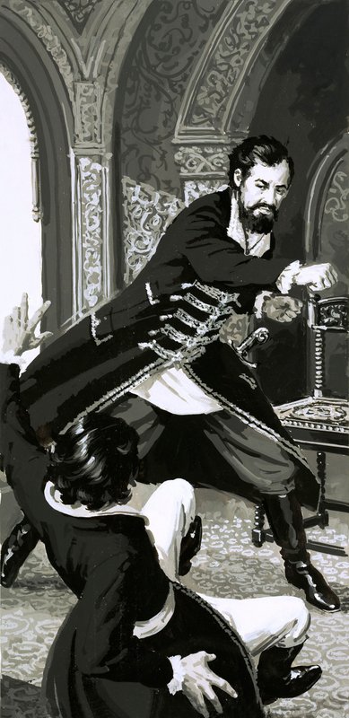 Der empörte Prinz Adam schlug seinem Diener heftig ins Gesicht von English School
